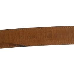 Pre Owned Moschino Celeste Patent Leather Logo Belt