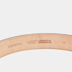 Pre Owned Moschino Red Leather Classic Logo Belt 95CM