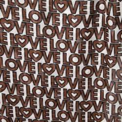 Pre Owned Moschino Brown Love Print Silk Scarf 