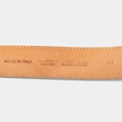 Pre Owned Moschino Cream Leather Classic Logo Belt 100 CM