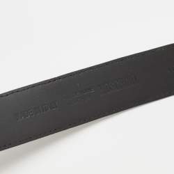 Pre Owned Moschino Brown Leather Classic Logo Belt 80CM