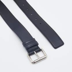 Pre Owned Moschino Black Leather Multicolor Logo Lettering Belt 95CM