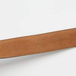 Pre Owned Moschino Black Leather Logo Plaque Belt