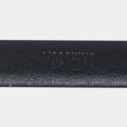 Pre Owned Moschino Black Leather Classic Logo Slim Belt 95 CM
