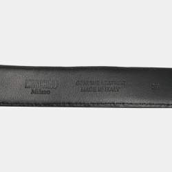 Pre Owned Moschino Black Leather Classic Logo Belt 85 CM