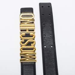 Moschino Black Leather Classic Logo Belt 85CM