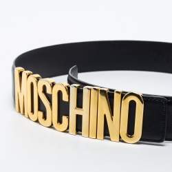 Moschino Black Leather Classic Logo Belt 85CM