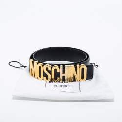Moschino Black Leather Classic Logo Belt 85CM
