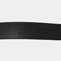 Pre Owned Moschino Black Leather Logo Belt