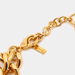 Pre Owned Moschino Couture Gold Tone Multi Charms Double Layer Necklace