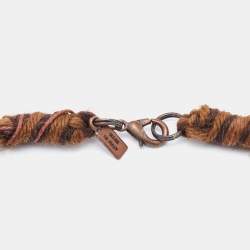 Pre Owned Moschino Brown Braided Charm Detail Long Necklace