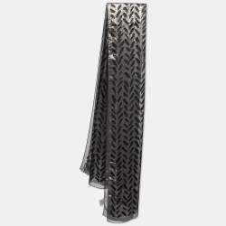 Pre Owned Moschino Black & Gold Lurex Devore Scarf