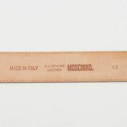 Pre Owned Moschino Blue Leather Logo Belt 85CM