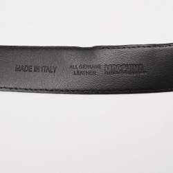 Pre Owned Moschino Black Leather Classic Logo Belt 