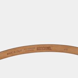 Pre Owned Moschino Brown Leather Classic Logo Slim Belt