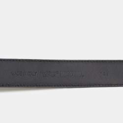 Pre Owned Moschino Olive Green Glossy Leather Classic Logo Belt