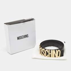 Pre Owned Moschino Black Leather Classic Logo Belt 