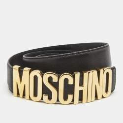 Pre Owned Moschino Black Classic Logo Waist Belt