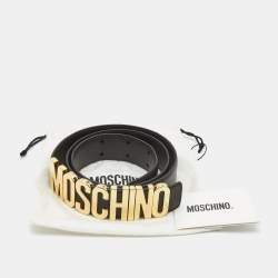 Pre Owned Moschino Black Classic Logo Waist Belt