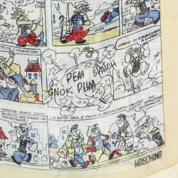 Moschino Beige Popeye Printed Silk Scarf