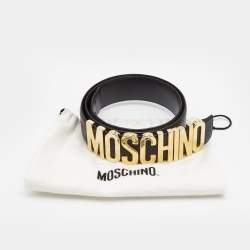 Moschino Black Leather Classic Logo Belt 80CM