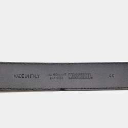 Moschino Black Leather Classic Logo Belt 80CM
