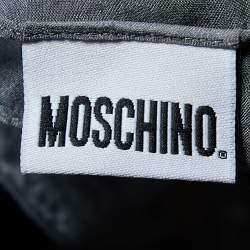 Pre Owned Moschino Grey & White Butterfly Printed Silk Scarf