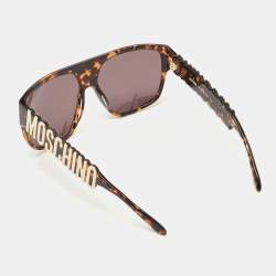 Pre Owned Moschino Tortoise Brown Classic Logo Square Sunglasses