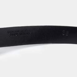 Pre Owned Moschino Black Leather Skinny Logo Belt 75CM