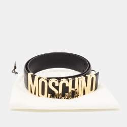 Moschino Black Leather Classic Logo Belt 90CM