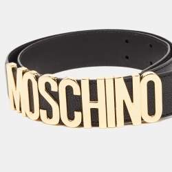 Moschino Black Leather Classic Logo Belt 90CM