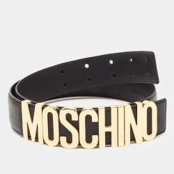 Moschino Black Leather Classic Logo Belt 90CM