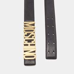 Moschino Black Leather Classic Logo Belt 90CM