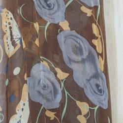 Pre Owned Moschino Brown Floral & Butterfly Printed Silk Stole 
