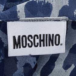 Pre Owned Moschino Navy Blue Animal Printed Silk Scarf