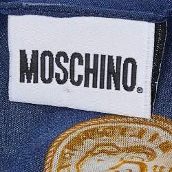 Pre Owned Moschino Navy Blue Coin Printed Silk Scarf