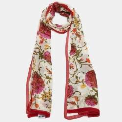 Moschino Multicolor Floral Printed Silk Scarf