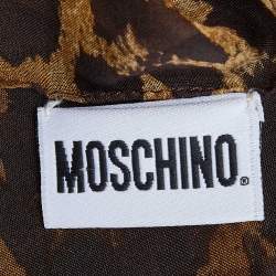 Pre Owned Moschino Brown Animal Printed Silk Scarf