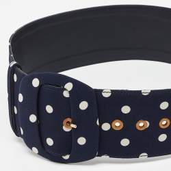 Moschino Blue/White Polka Dots Satin Waist Belt 80CM