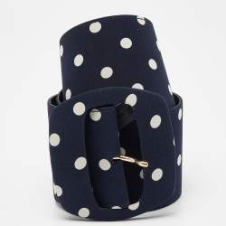 Moschino Blue/White Polka Dots Satin Waist Belt 80CM