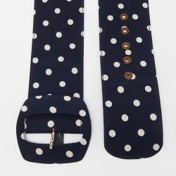 Moschino Blue/White Polka Dots Satin Waist Belt 80CM