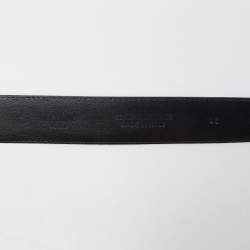 Pre Owned Moschino Black Leather Classic Logo Belt 90CM