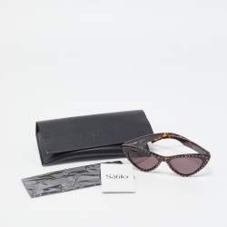 Pre Owned Moschino Brown Tortoise MOS006 Studded Cat Eye Sunglasses