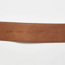 Pre Owned Moschino Blue Leather Logo Charm Waist Belt 70CM
