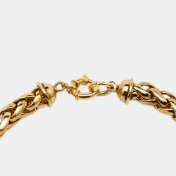 Pre Owned Moschino Gold Tone Braided Tassel Statement Necklace