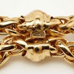 Pre Owned Moschino Gold Tone Braided Tassel Statement Necklace