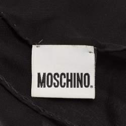 Pre Owned Moschino Black Logo Stitch Detailed Cotton Blend Scarf 