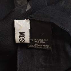 Pre Owned Moschino Black Logo Print Silk Chiffon Scarf