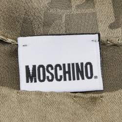 Pre Owned Moschino Dark Beige Love Jacquard Silk Scarf