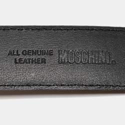 Pre Owned Moschino Black Leather Classic Logo Belt 100 CM